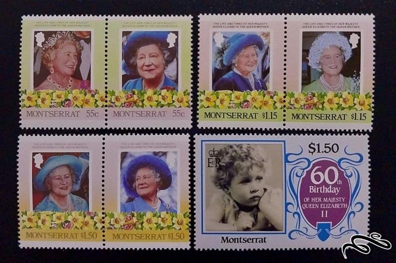 ۸۵ سالگی ملکه مادر  چاپ مونتسرات ۱۹۸۵
