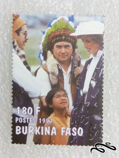 تمبر یادگاری زیبای ۱۹۹۷ بورکینافاسو دایانا (۹۸)۷+F