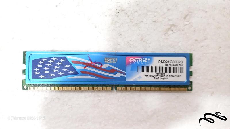 رم پاتریوت DDR2 ظرفیت 1GB باس 800 هیت سینک دار