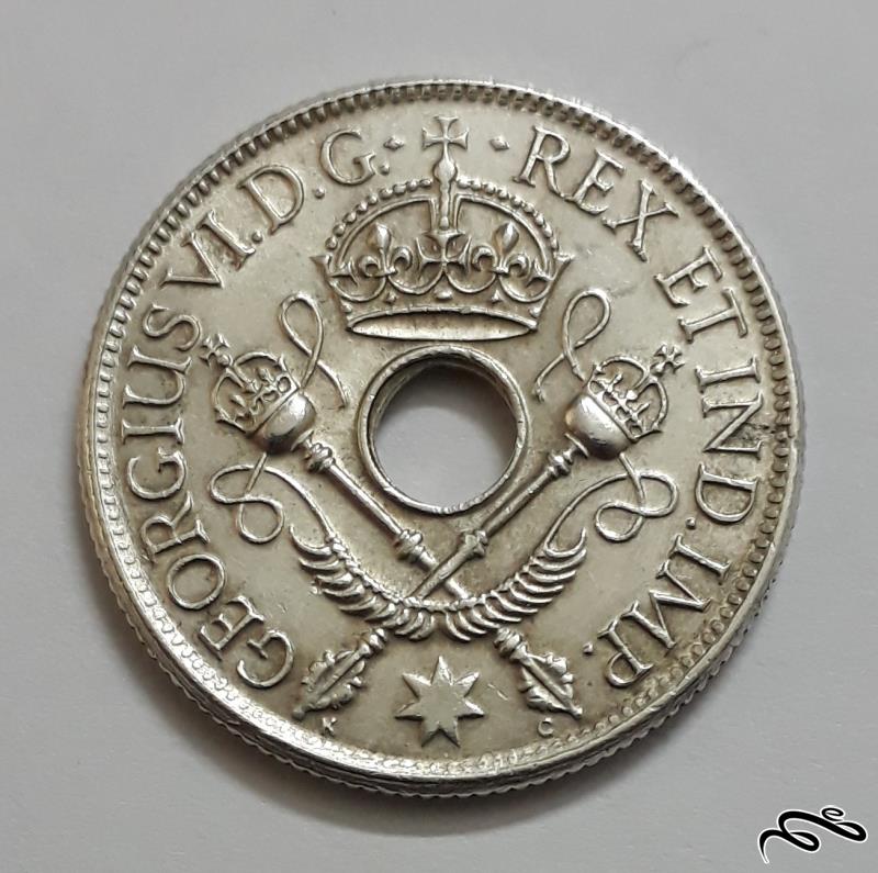 سکه نقره یک شیلینگ گینه نو 1938