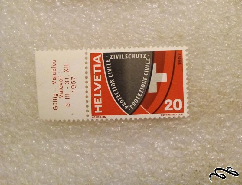 تمبر باارزش قدیمی ۱۹۵۷ سوئیس . زیویل شولتز (۹۳)۲