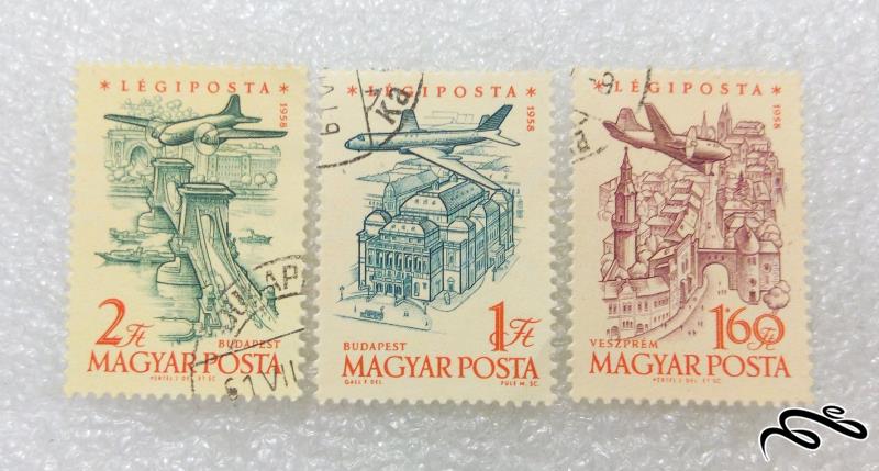 3 تمبر ارزشمند 1958 چهلمین سالگرد تمبرهای پستی مجارستان (99)2 F