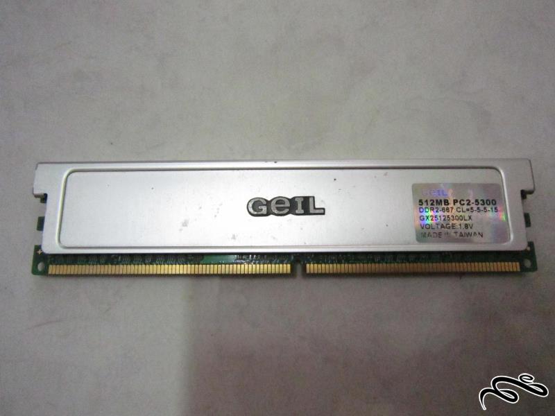 512 مگابایت DDR2 باس 667 برند Geil با هیت سینک