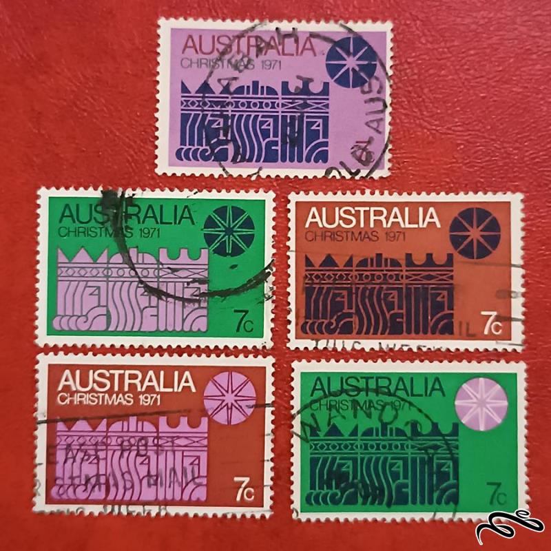 ۵ تمبر زیبای قدیمی ۱۹۷۱ استرالیا . باطله (۴)۰/۱
