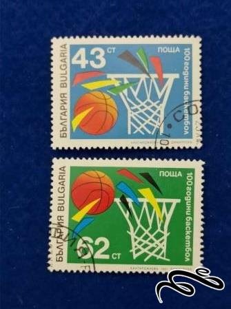 2 تمبر باارزش زیبای بلغارستان . بسکتبال(94)1