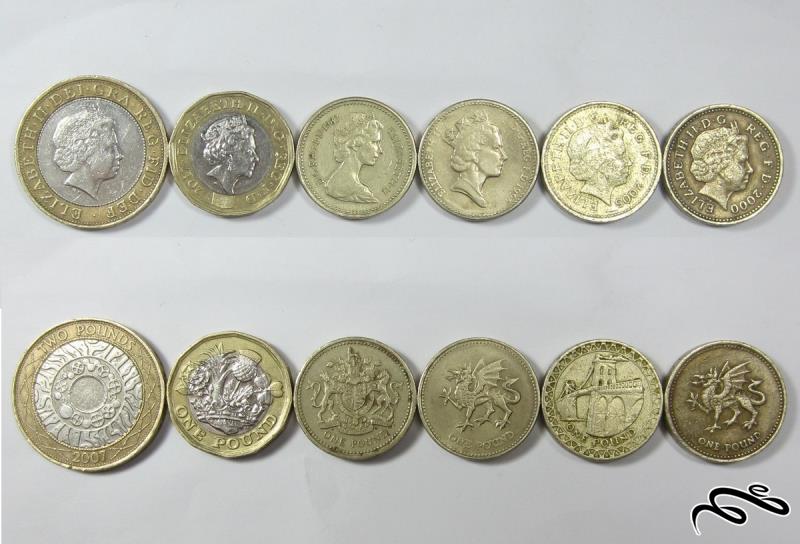 مجموعه سکه های یک و دو پوندی انگلستان (ملکه الیزابت دوم)