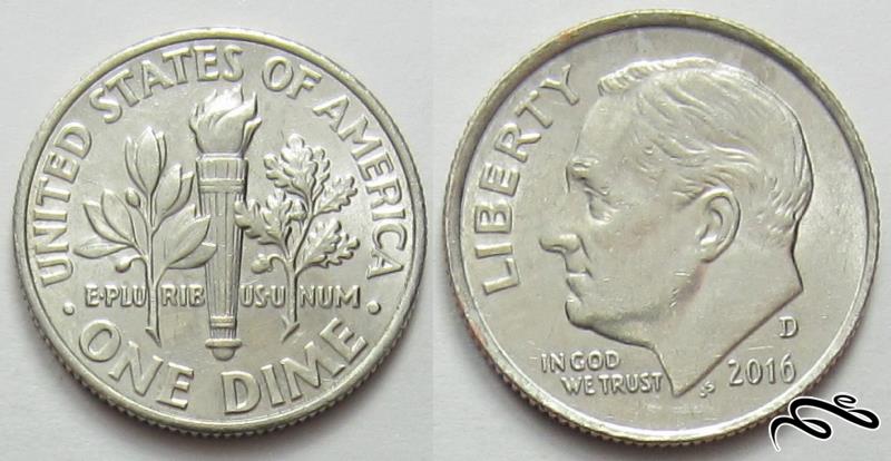 💰 سکه 10 سنت آمریکا ( دایم روزولت ) 🔷  🔷  ( 2016 میلادی )