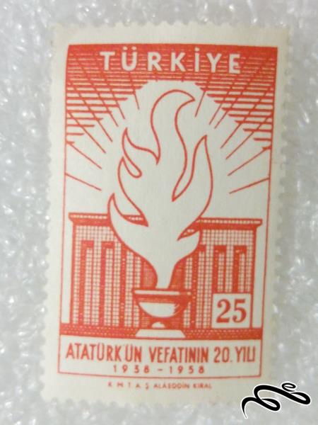 تمبر یادگاری قدیمی آتاترک ۱۹۵۸ کشور ترکیه (۹۸)۳