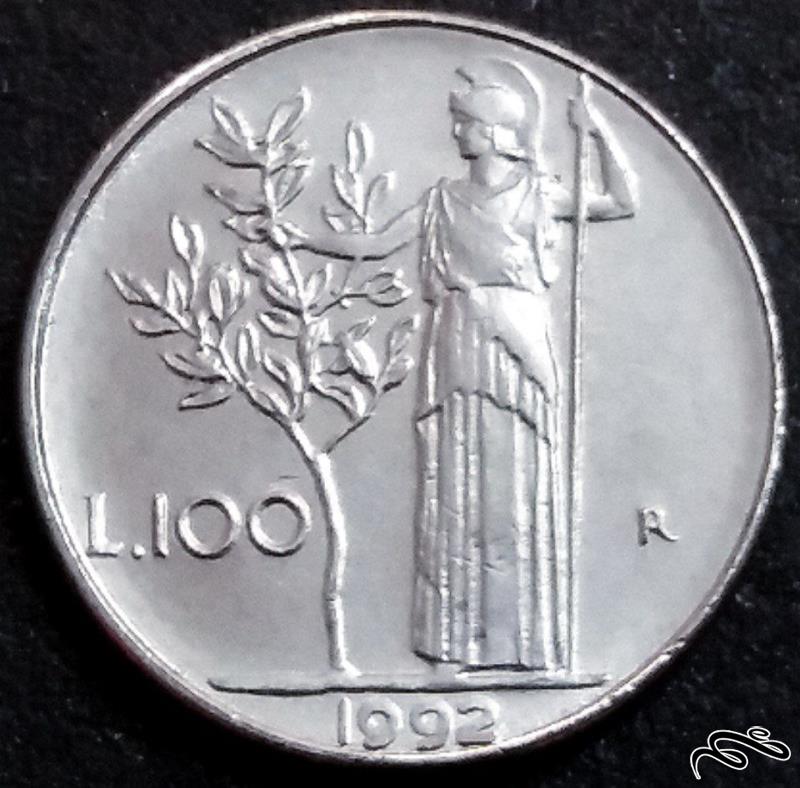 ۱۰۰ لیر مینیاتوری و کمیاب ۱۹۹۲ ایتالیا (گالری بخشایش)