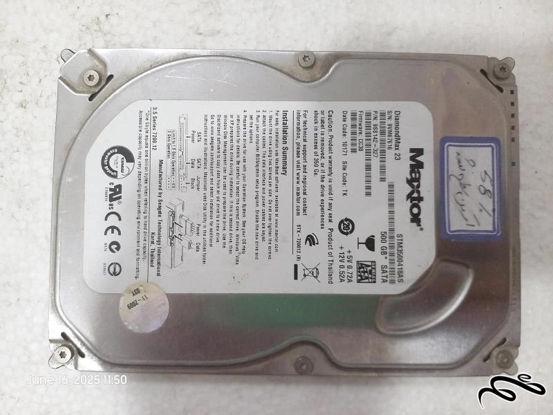 هارد Maxtor STM3500418AS 500GB ساتا سلامت 58%