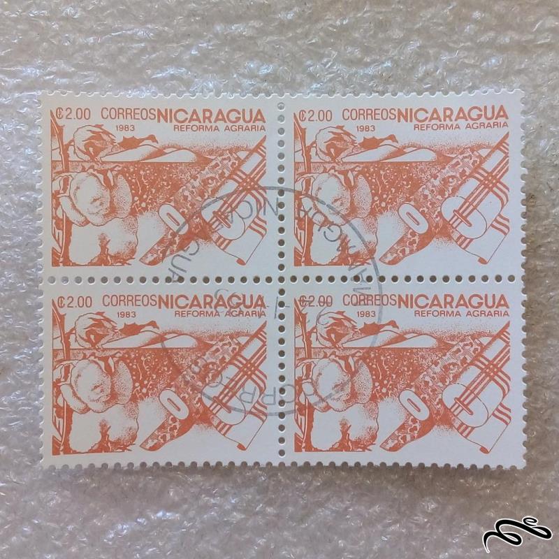 بلوک تمبر نیکاراگوئه 1983 اصلاحات ارضی کشت پنبه و نساجی م گ (27)