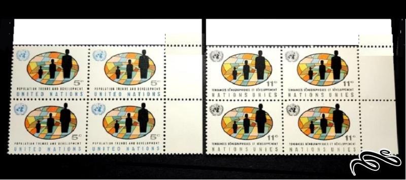 ۲ بلوک تمبر گوشه ورق باارزش ۱۹۶۵ سازمان ملل نیویورک (۰۰)