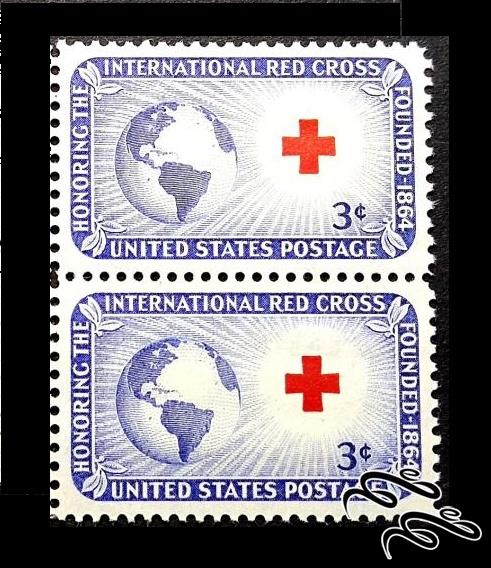 ۲ تمبر باارزش ۳ سنت ۱۹۵۲ امریکا . صلیب سرخ (۹۴)۲+