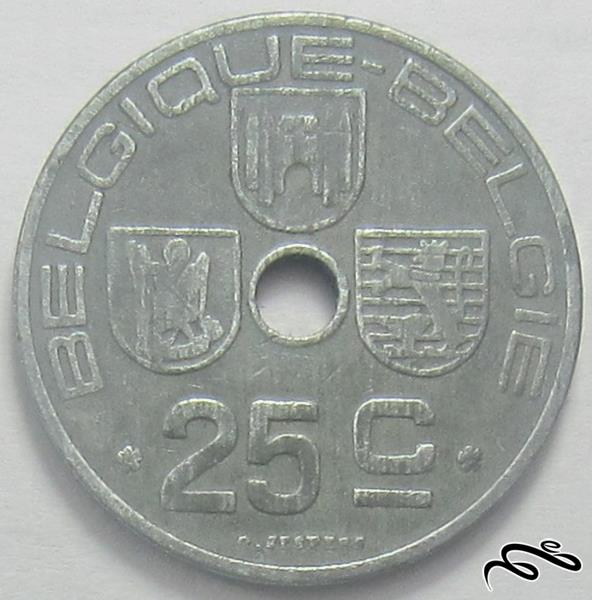 سکه 25 سنتیم بلژیک 1942 میلادی 🔷   (بالای 80 سال قدمت)