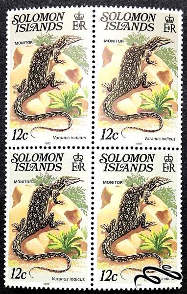 بلوک تمبر باارزش ۱۹۸۲  جزایر سلیمان . تمساح (۰۰)+