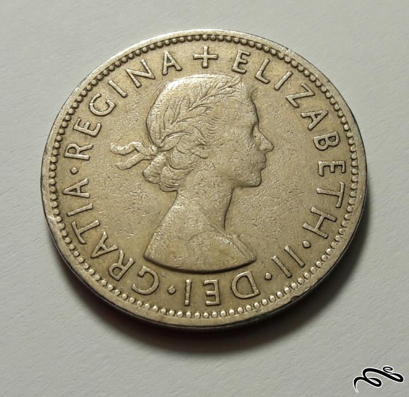 سکه 2 شیلینگ الیزابت انگلستان سال 1957
