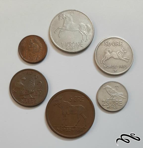 ست کامل سکه های قدیم نروژ