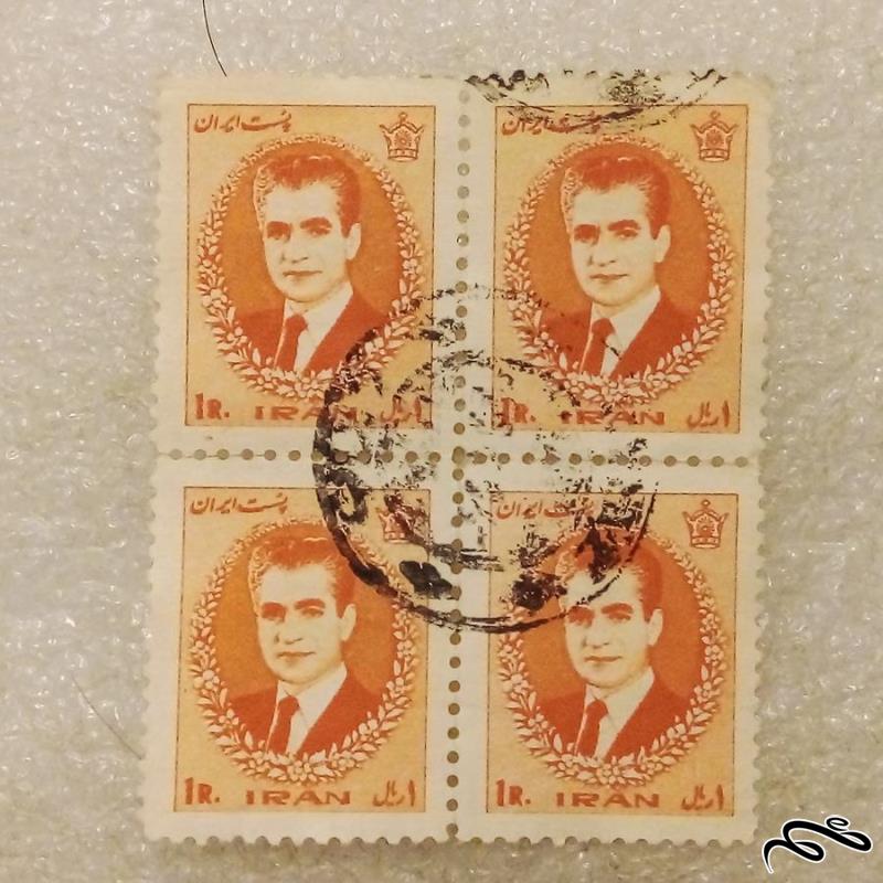 بلوک تمبر ارزشمند 1 ریال پستی پهلوی . باطله (004)