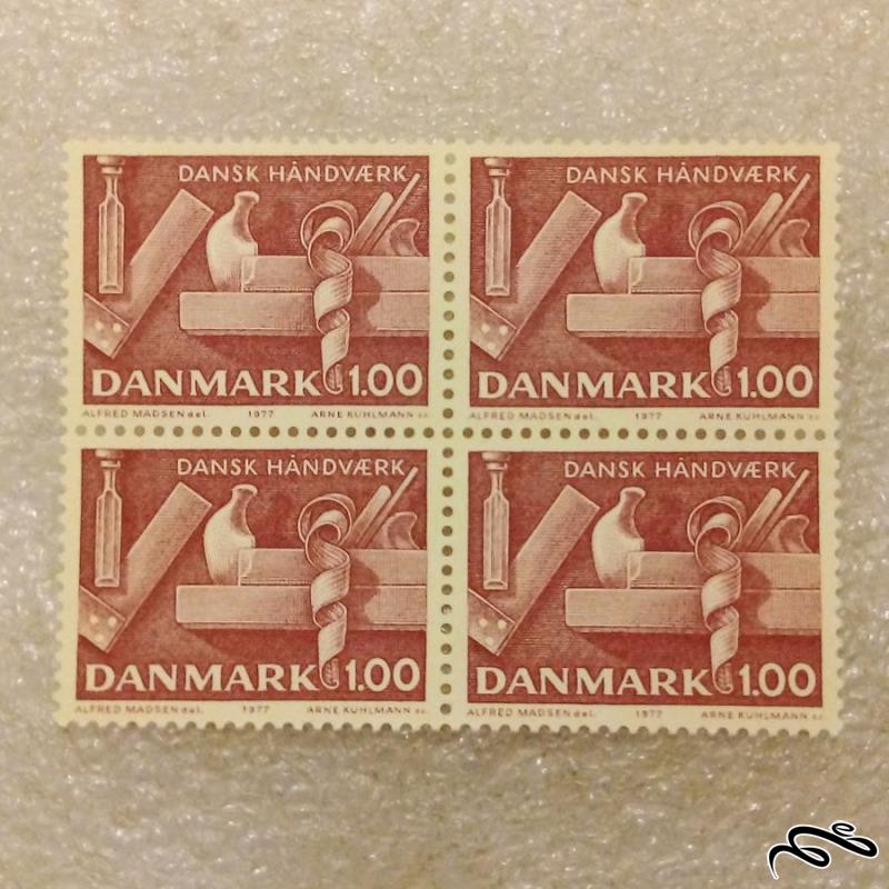 بلوک تمبر زیبای باارزش کمیاب قدیمی 1977 دانمارک (004)+