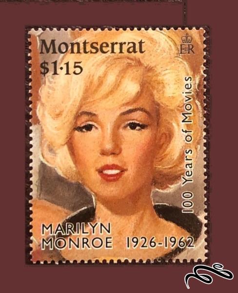 تمبر زیبای باارزش مونتسرات . مرلین مونرو هنرپیشه افسانه ای هالیود (94)5