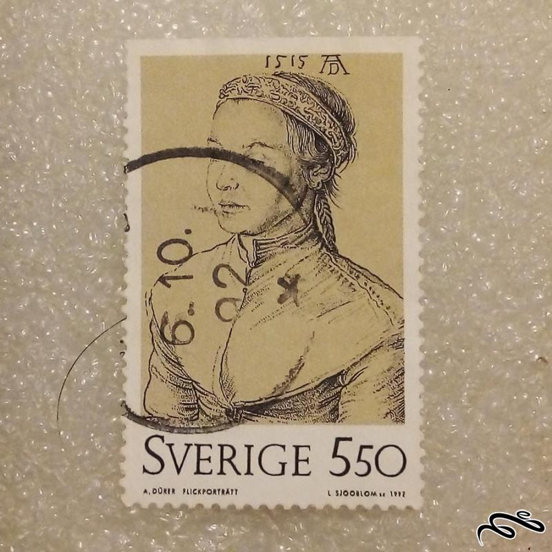 تمبر زیبای باارزش ۱۹۹۲ سوئد . شخصیت . باطله (۹۳)۳