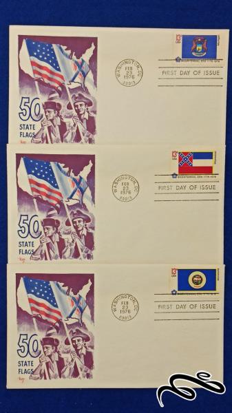 پاکت مهر روز امریکا ۵پاکت  پرچم های ایالتی  ۱۹۷۶ / ۱۹۷۳