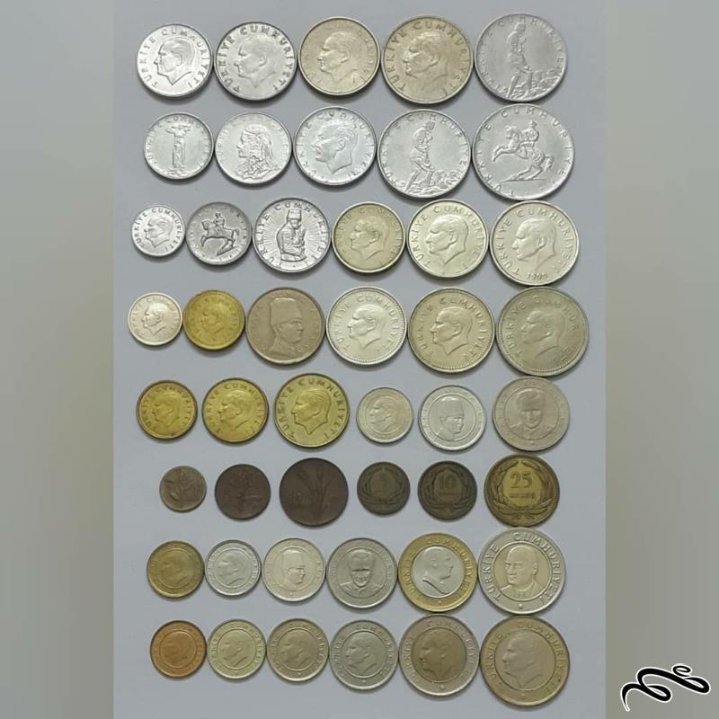 مجموعه بزرگ 46 عددی سکه های ترکیه