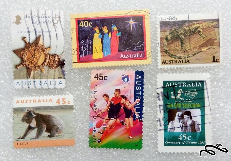۶ عدد تمبر زیبای مختلف استرالیا . ارزشمند (۲۴)۱