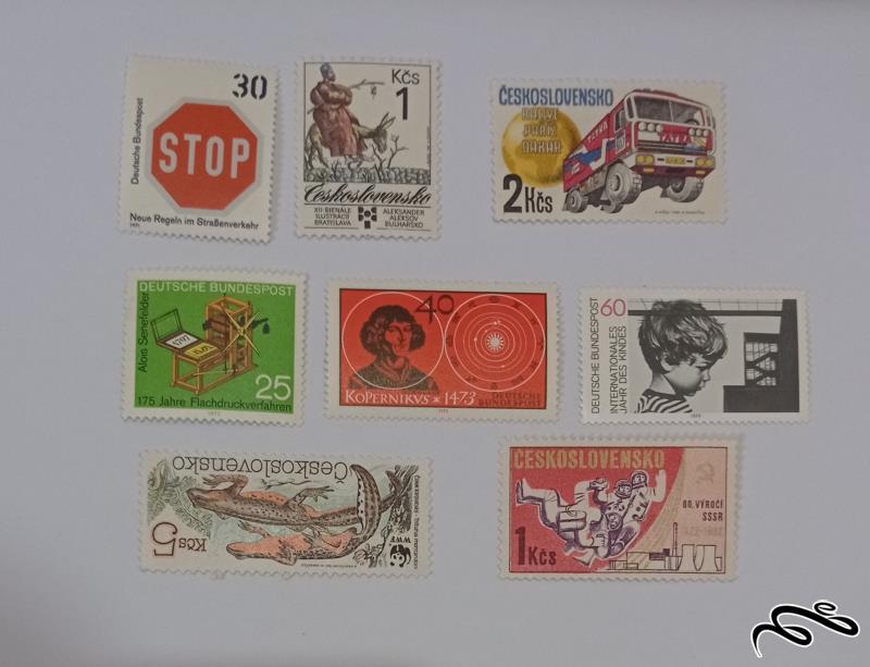 8 عدد تمبر نو و با چسب آلمان و چکسلواکی