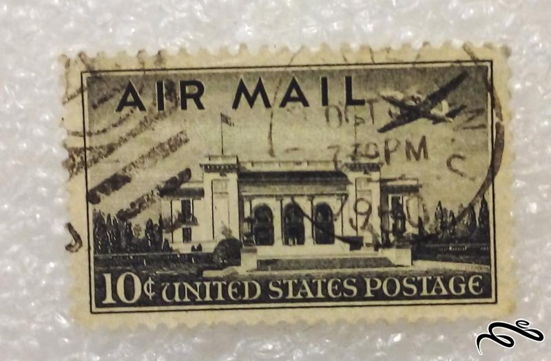 تمبر زیبا و قدیمی 10 سنت امریکا پست هوایی باطله (96)1