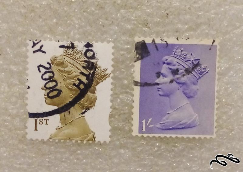 2 تمبر زیبا و باارزش قدیمی خارجی ملکه .باطله (95)0