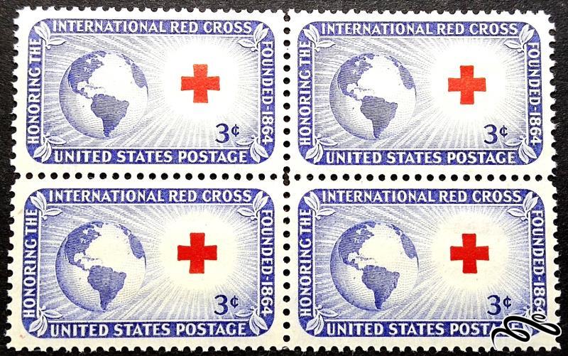 بلوک تمبر باارزش ۳ سنت ۱۹۵۲ امریکا . صلیب سرخ (۰۰)+