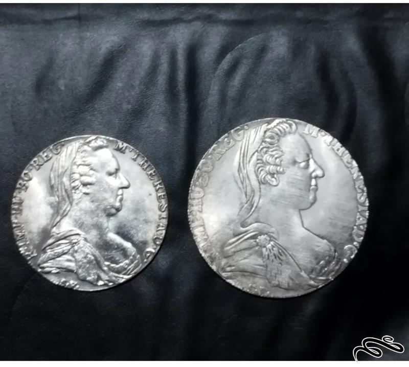 جفت سکه های  روکش نقره ضرب دوم از مادام ترزا