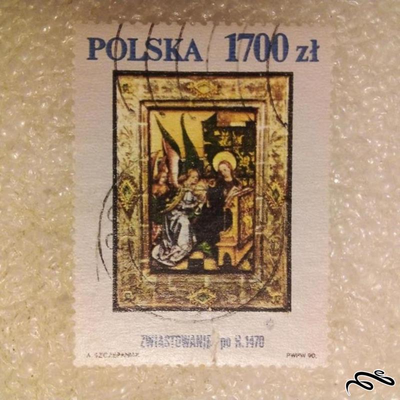 تمبر زیبای قدیمی و باارزش لهستان . تابلویی . باطله (93)1
