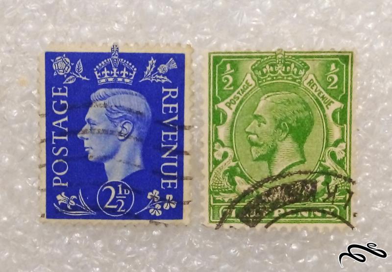 2 تمبر زیبا و ارزشمند قدیمی انگلیس . جرج (95)2