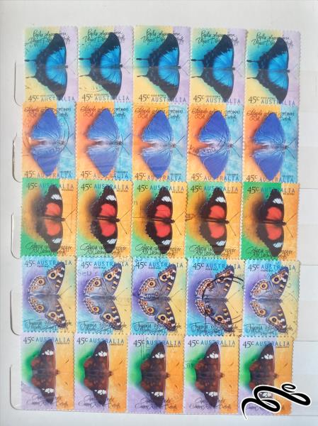 پروانه ها استرالیا 1998-1999  25 قطعه تمبر