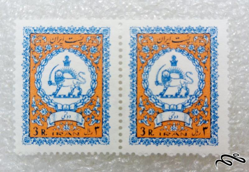 2 تمبر زیبای 3 ریال دولتی پهلوی.شیروخورشید (99)7+ F