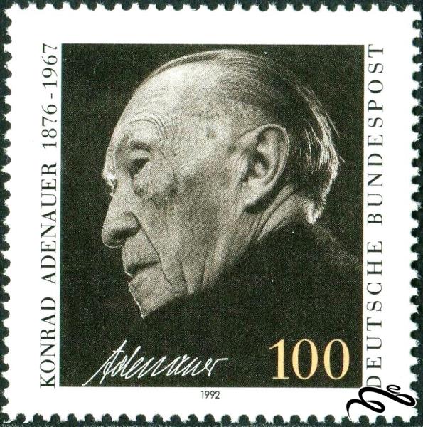 🇩🇪آلمان 1992 The 25th Anniversary of the Death of Dr.Konrad Adenauer, Federal Chancellor