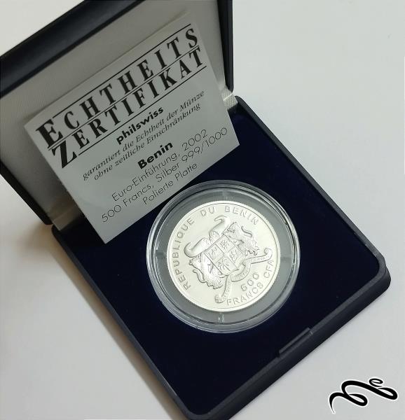 سکه نقره پروف ۵۰۰ فرانک کشور بنین