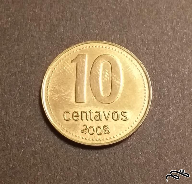 سکه 10 سنتاوو آرژانتین 2008
