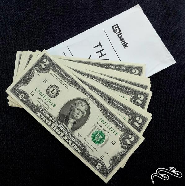 5 جفت اسکناس فوق العاده و زیبا 2 دلار آمریکا 2017