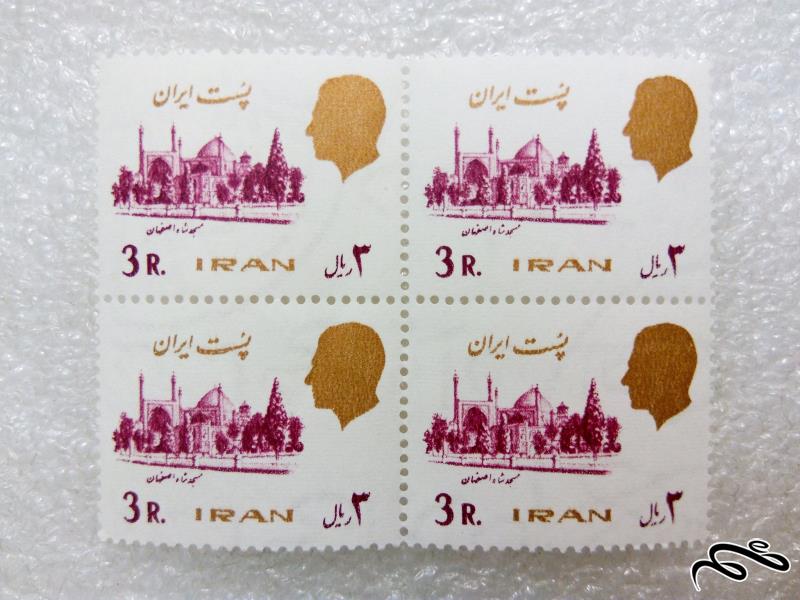 بلوک تمبر زیبای ۳ ریال پستی پهلوی مسجد شاه (۳۳)+ F