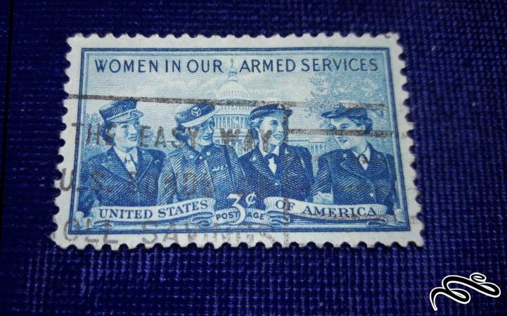تمبر باارزش قدیمی و کلاسیک 3 سنت امریکا . ارتش زنان . باطله (94)4