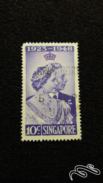 تمبر خارجی قدیمی و کلاسیک مستعمره سنگاپور انگلستان جرج ششم