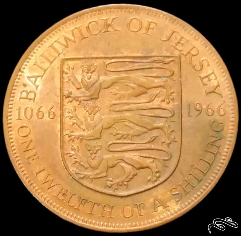 1 دوازدهم شیلینگ  یادبود درشت 1966 جرزی جرسی  (گالری بخشایش)