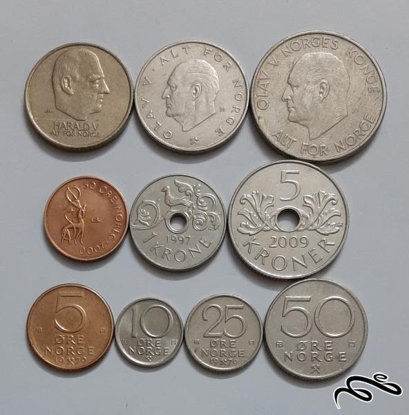 مجموعه 10 عددی سکه های نروژ