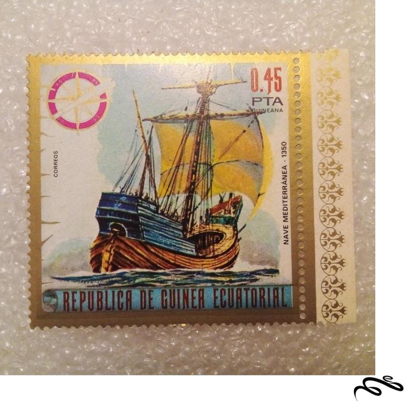 تمبر حاشیه ورق زیبای قدیمی گینه استوایی . کشتی (93)0