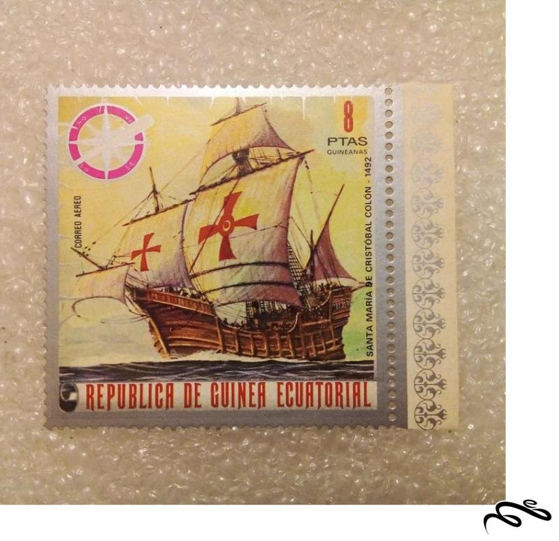 تمبر حاشیه ورق زیبای قدیمی گینه استوایی . کشتی (۹۳)۰