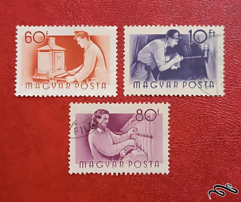 3 تمبر زیبای باارزش کلاسیک 1955 مجارستان . صنعت (3)5/6