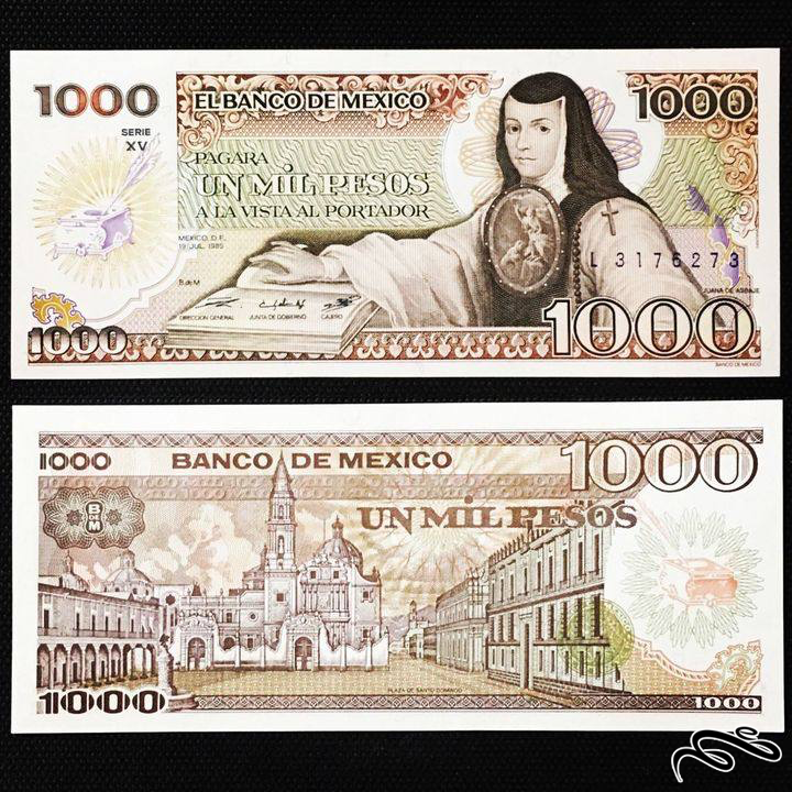 تک برگ بانکی اسکناس 1000 پزو مکزیک